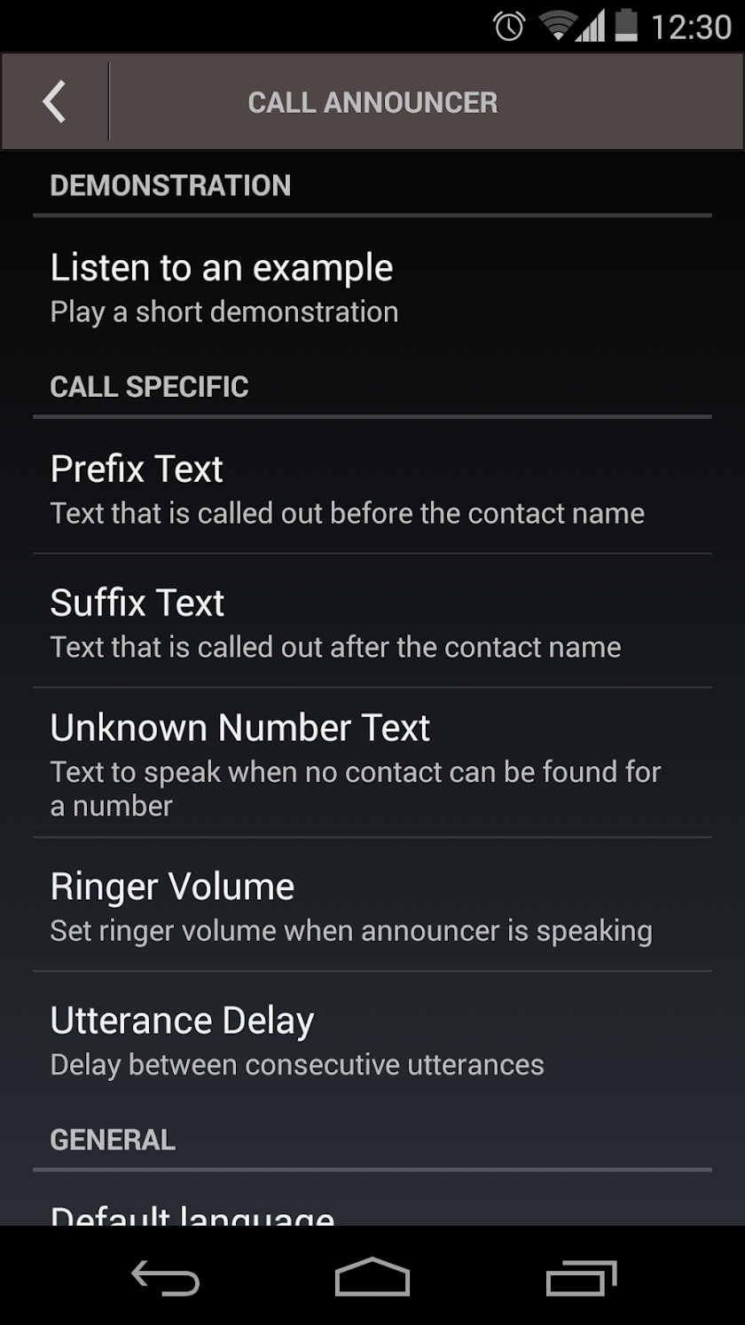 SmartDroid Pro-Call Announcer Screen 3
