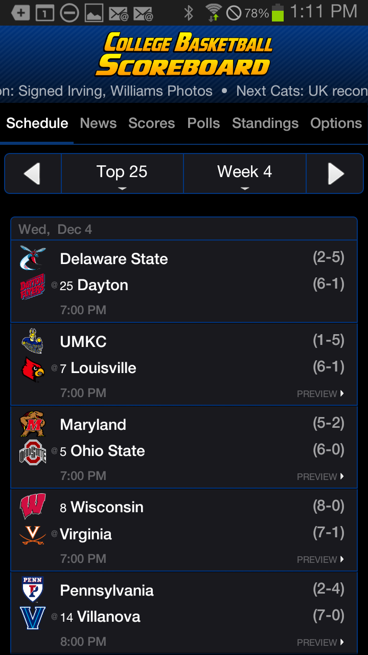 College Basketball Scoreboard Screen 3