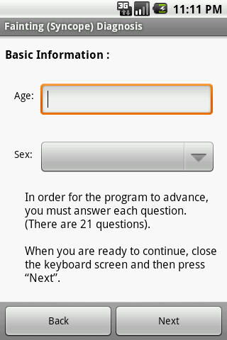 Android application Fainting Self Diagnosis Doctor screenshort