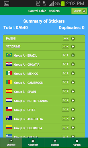 Table Control-Panini Brazil'14