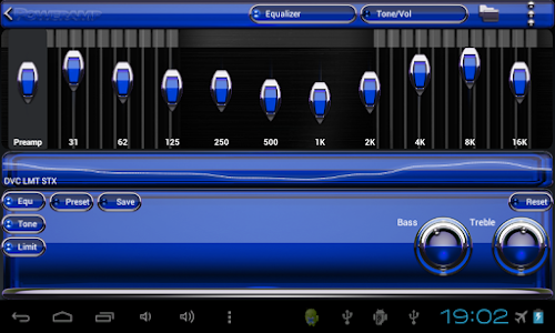 Poweramp skin Blue Glas deluxe v3.10