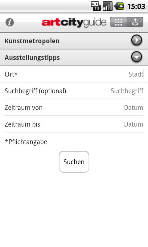 Android application art city guide screenshort