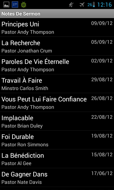 Android application Sermon Notes screenshort