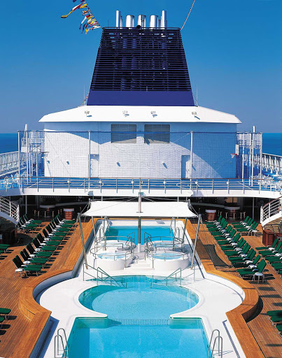 Aside from the inviting pools on deck, Norwegian Sun offers areas for guests who want to play  basketball, table tennis, shuffleboard and other activities.