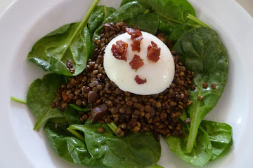 French Lentil Caviar Salad with a Poached Egg