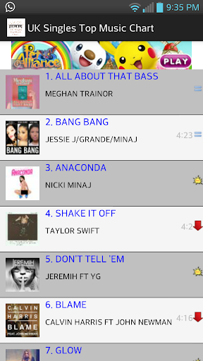 UK Singles Music Top Chart