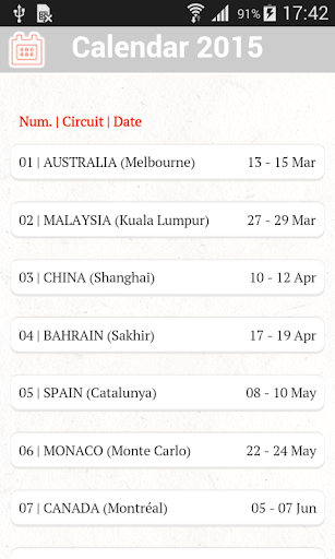 Formula Sport - 2015 Calendar