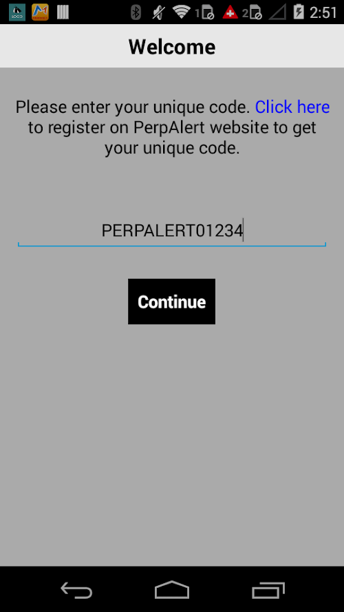 Android application PerpAlert screenshort