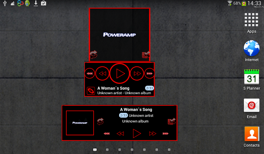 Poweramp skin widget TRON RED Screen 3