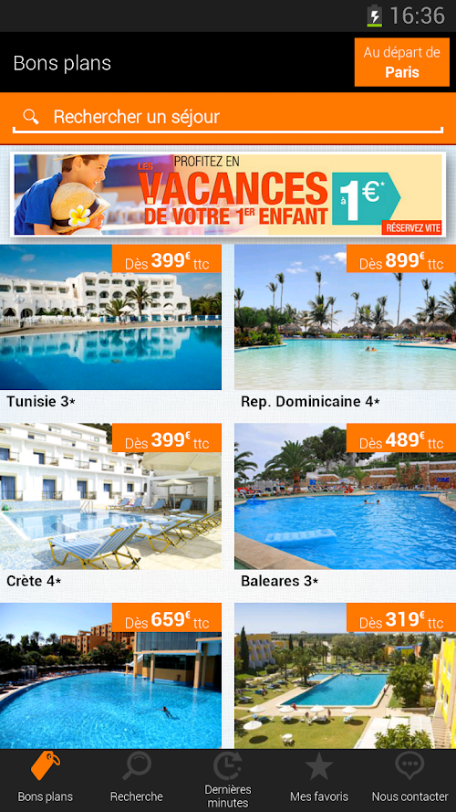 Android application Promovacances Voyage et Séjour screenshort