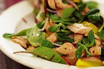 Seared salmon with heather honey dressing