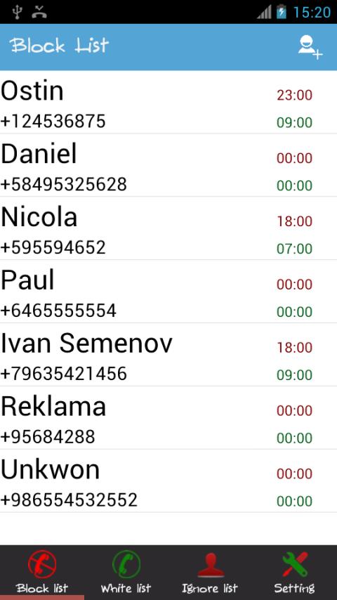 Android application Black List Pro screenshort