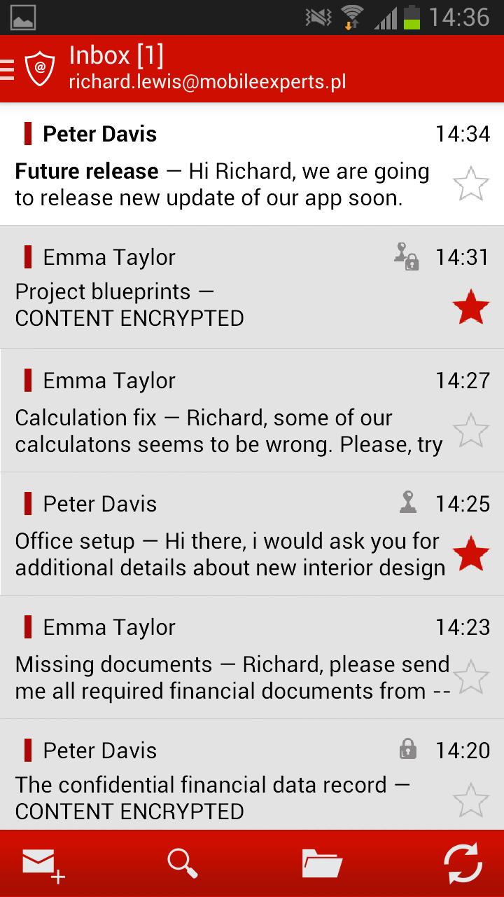 Android application my Secure Exchange ActiveSync screenshort