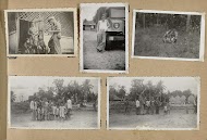 Militairen met gevangenen en dorpsbewoners