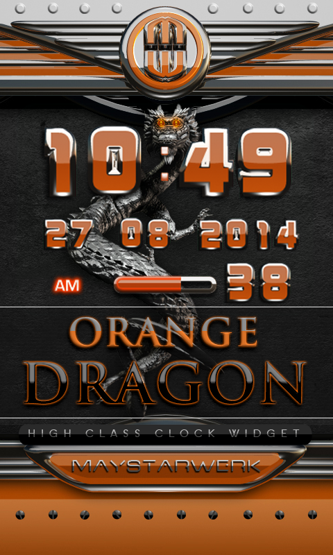 Android application dragon digital clock orange screenshort
