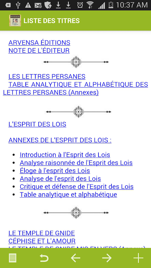 Android application Montesquieu: Oeuvres complètes screenshort
