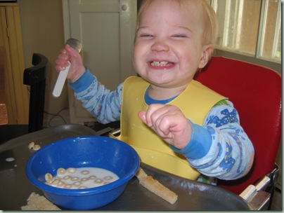 David's first cheerios by himself 5-22 005