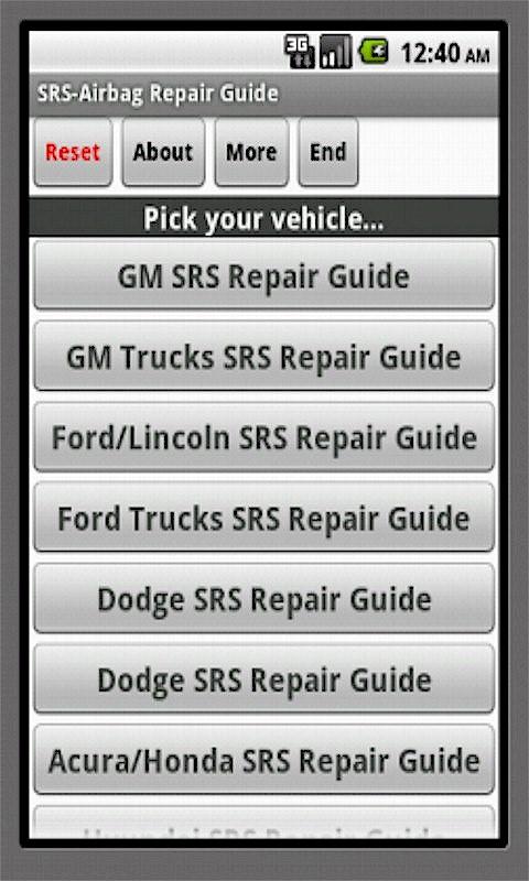 Android application SRS-Airbag Repair Guide screenshort