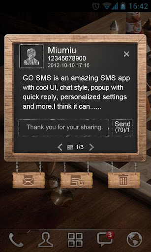 GO SMS Pro BlackBoard PopupThe