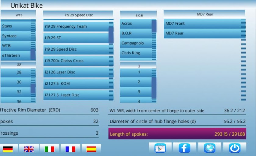 Bycicle Spoke Calculation Pro Screen 3