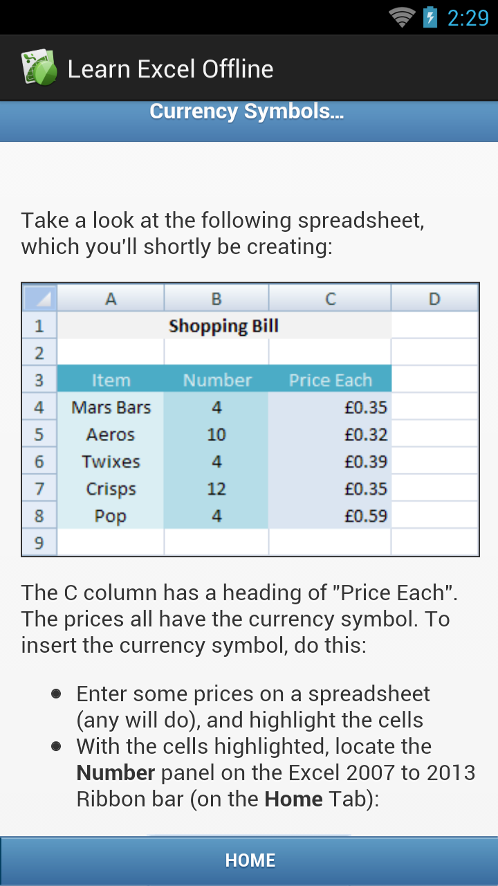 Learn Excel Pro Screen 2