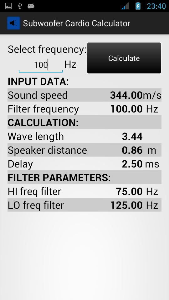 Bass Cardio Calculator (RT) Screen 2