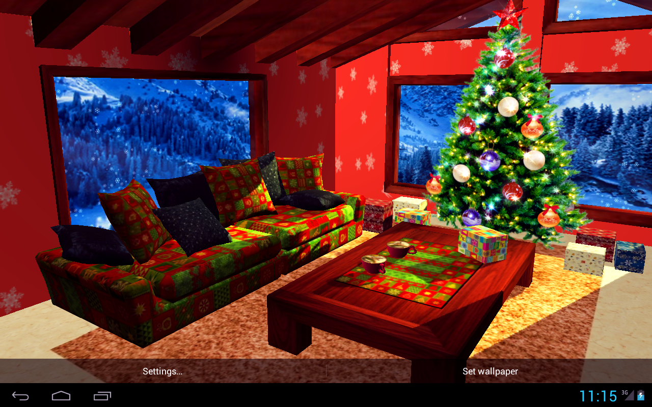 3D Christmas Fireplace HD Live Wallpaper Full Apl Android Di