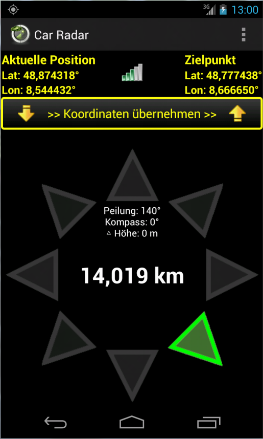 Android application Car Radar the CarFinder screenshort