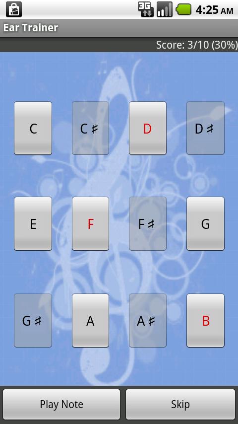 Android application Perfect Pitch screenshort