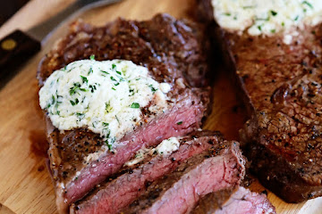 Skillet Steaks with Gorgonzola Herb Butter