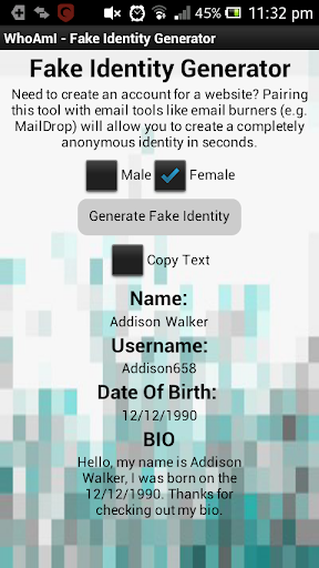 WhoAmI - Identity Generator