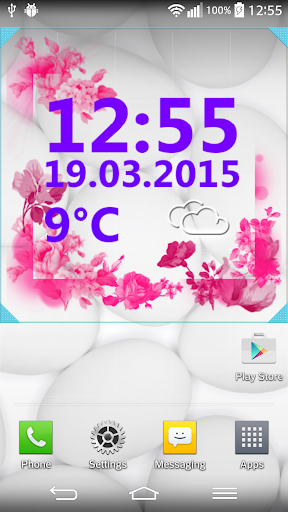 Pink Clock And Weather Widget