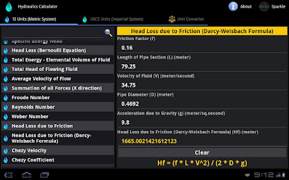 Hydraulics Calculator Tablet poster 7