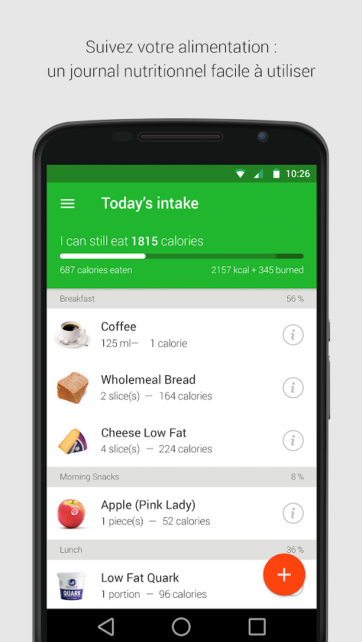 Compteur de calories Applications Android sur Google Play