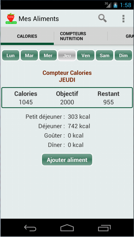 Android application Mes Aliments screenshort