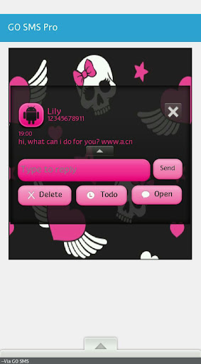 【免費個人化App】GO SMS - Pink Bow Skulls 2-APP點子