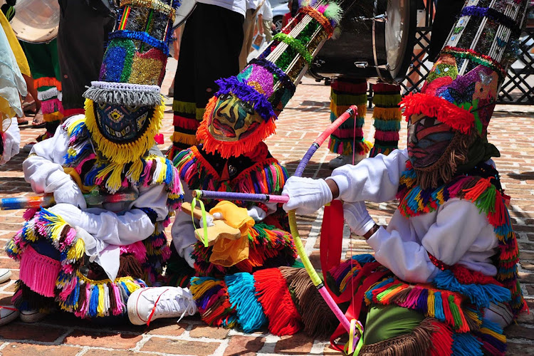 Gombey dancers in Par-la-Ville Park, Hamilton, Bermuda.