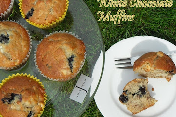 Blueberry, Banana and White Chocolate Muffins