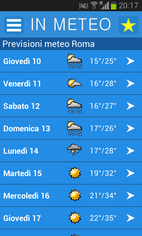 Android application InMeteo screenshort