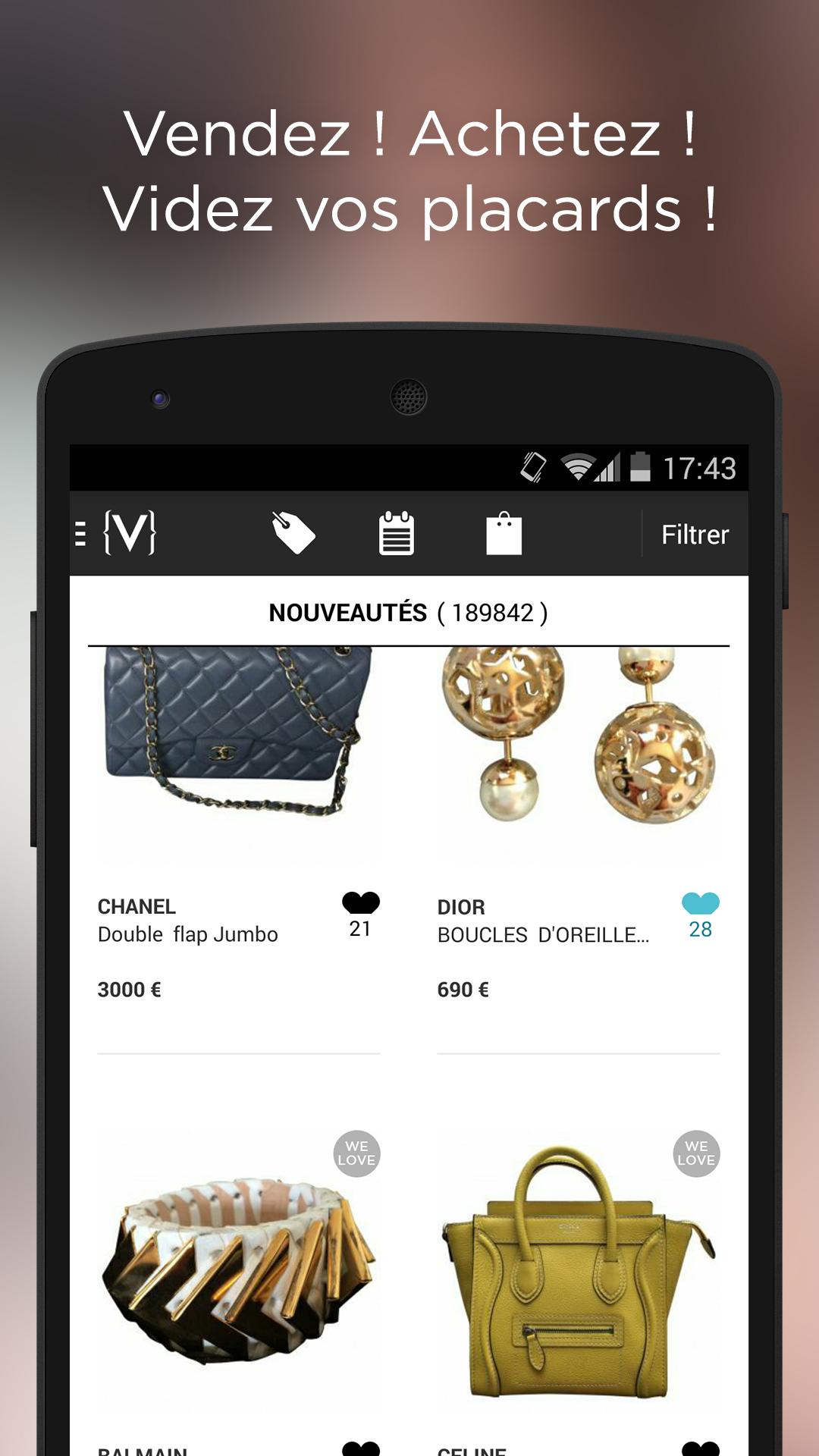 Android application Vestiaire Collective screenshort