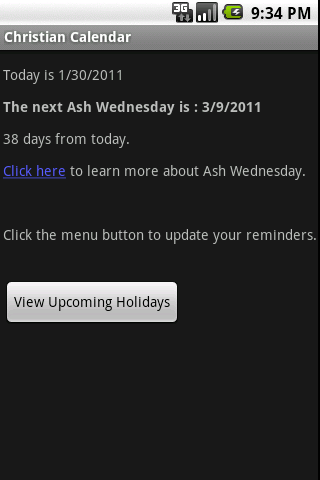 Christian Calendar Screen 1