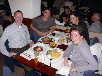 Hubert, Antony, Renate & Corine dining in Middelburg