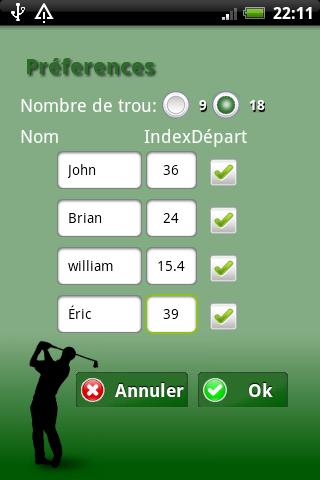 Android application Golf Scorer screenshort