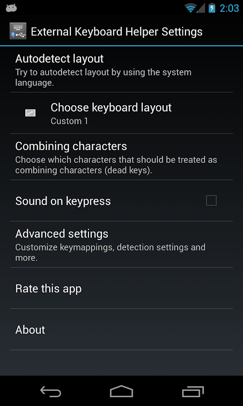 Android application External Keyboard Helper Demo screenshort