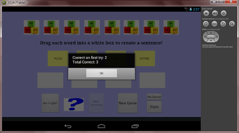 Sentence Builder Screen 3