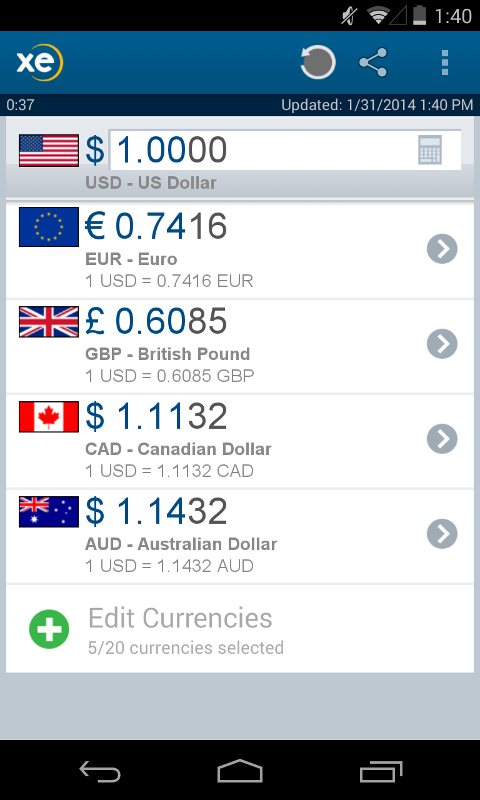 XE Currency Pro - screenshot