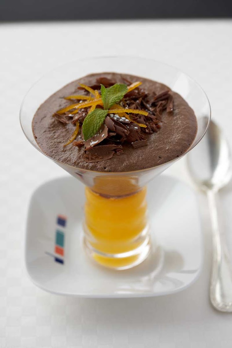 A silky smooth orange chocolate mousse is one of the perennial favorites at Celebrity Cruises's Bistro on Five.