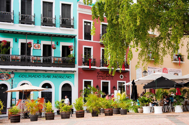 Colorful al fresco dining in Old San Juan, Puerto Rico. 