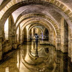 Winchester Cathedral Crypt (Winchester,  by G. Stetson - Buildings & Architecture Statues & Monuments ( winchester cathedral, reflection, crypt )
