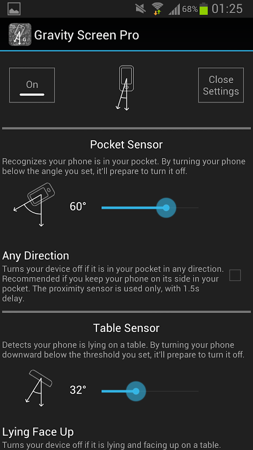 Gravity Screen Pro - On/Off - screenshot